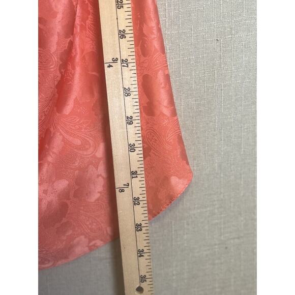 VTG Gold Label VICTORIA'S SECRET Satin Floral Nightie Ruched Medium Salmon Pink - Picture 7 of 11